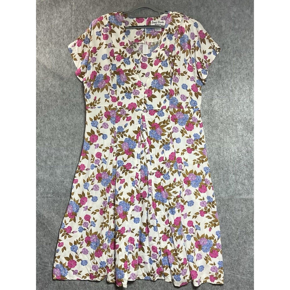 Vintage Jamie Brooke Woman Dress Womens 22 White Floral Long Maxi Retro Cottage
